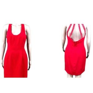 Nicole Miller red dress with strappy back great for Valentine’s date see listing